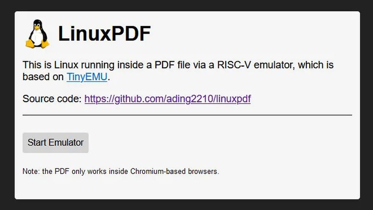 You are currently viewing Mysterious developer shows exceptional skills by getting Linux to start in a PDF doc inside Chrome